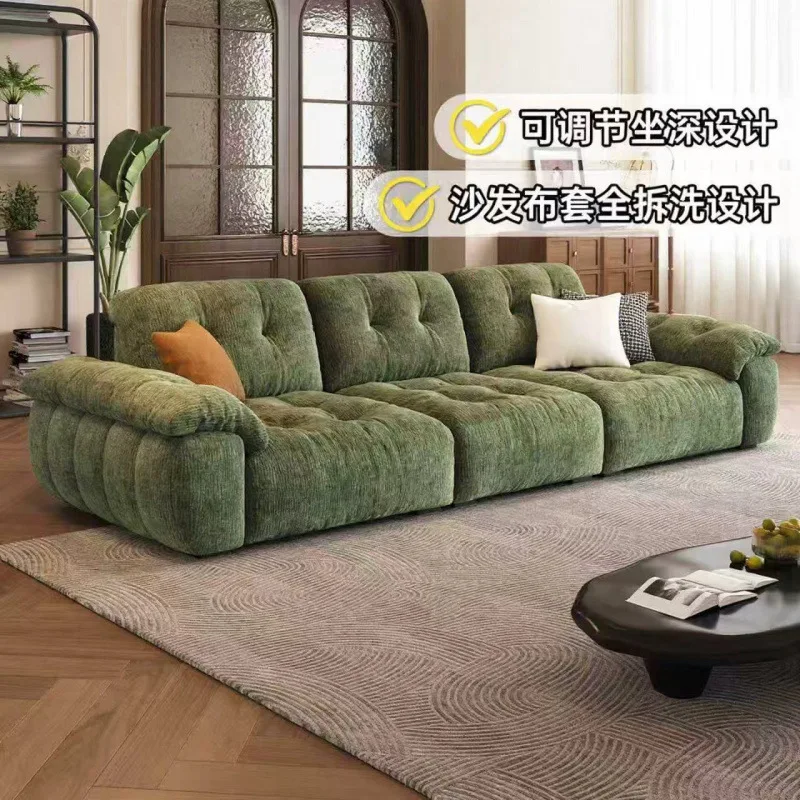 

Removable and washable backrest adjustable green fabric sofa