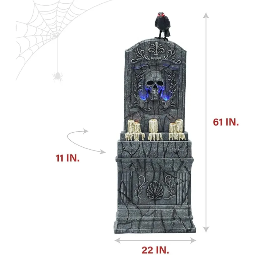 Sports Activation 3.4-Ft Tall Tomb Tombstone, Battery Powered Prop with Eerie Sound Effects and Lighting, Halloween Decoration