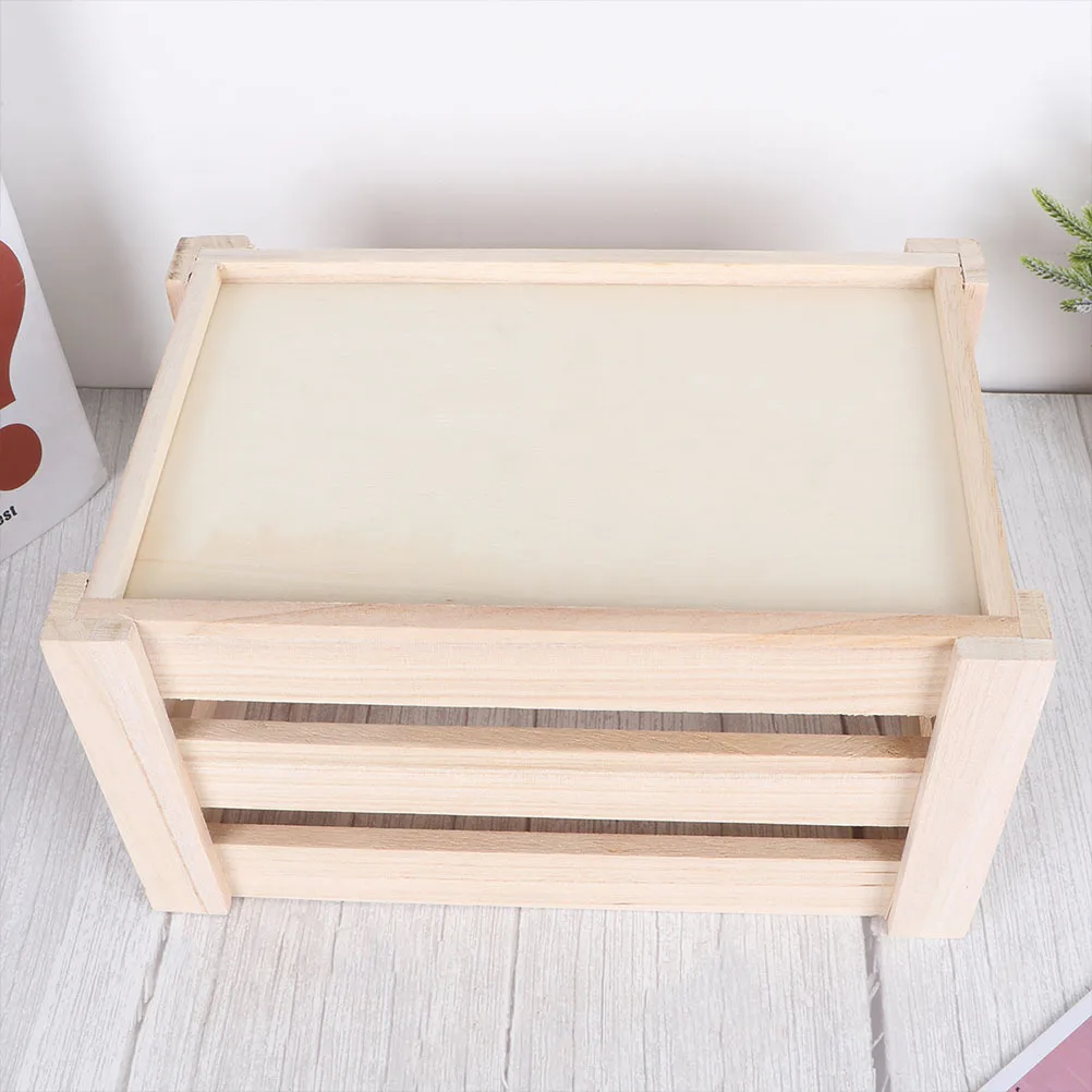 Wooden Storage Box Multifunction Hollow Design Desktop Organizer For Home Office Cafe Shop Solid Wood Container