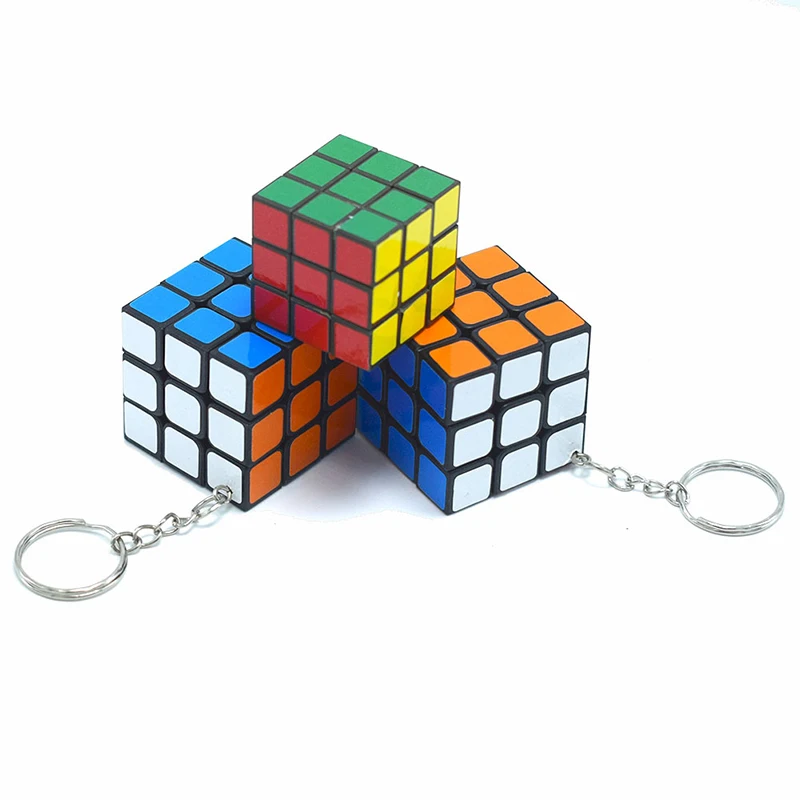 3Pcs/bag Children's Educational Toy Creative 3x3cm Mini Puzzle Magic Cube Keychain Kids Backpack Fashion Decoration Pendant Gift