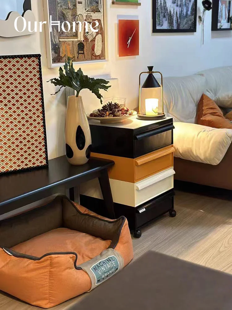 Plastic storage cabinet removable bedside table ins storage side cabinet simple bedroom drawer cabinet