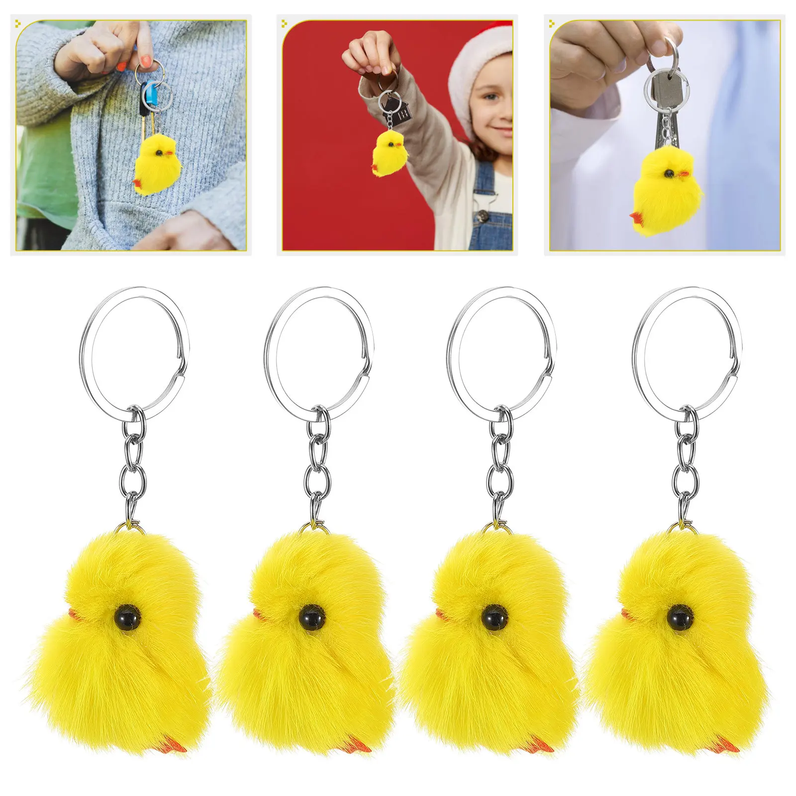 

Набор из 8 милых брелоков-цыплят: миниатюрные желтые плюшевые цыплята, мягкие подвески для сумок, аксессуары для автомобильных ключей, пасхальные сувениры, подарки в виде животных