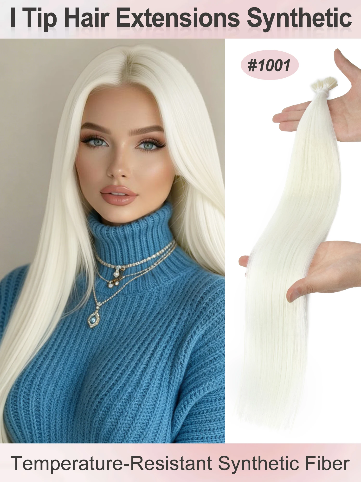 

Pre-bonded Synthetic I Tip Hair Extensions with Keratin Capsules, Boost Volume & Natural Look