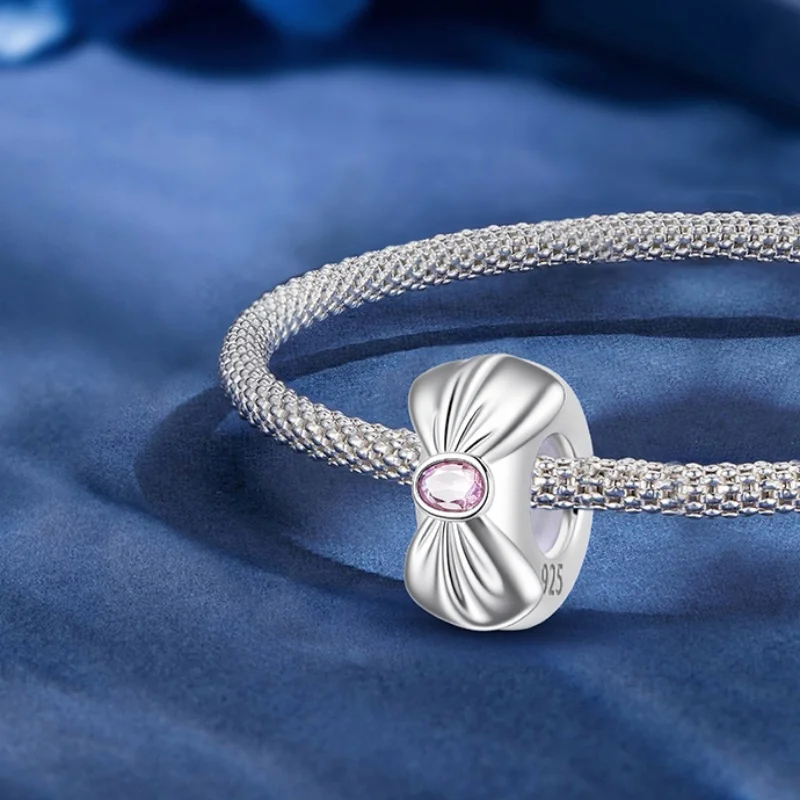 

Стерлингового Серебра 925 пробы Sweet Lucky 777 Love Heart Bow Series Браслет из бисера своими руками Изготовление подарка из высококачественных ювелирных изделий