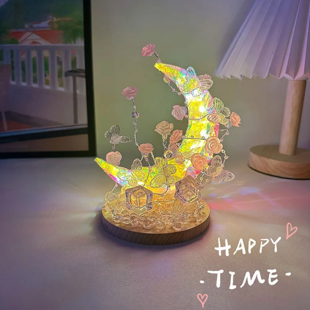 

Creative Handmade DIY Shell Rose Lamp Butterfly Battery Butterfly Nightlight Small Ambience Light Birthday Gifts