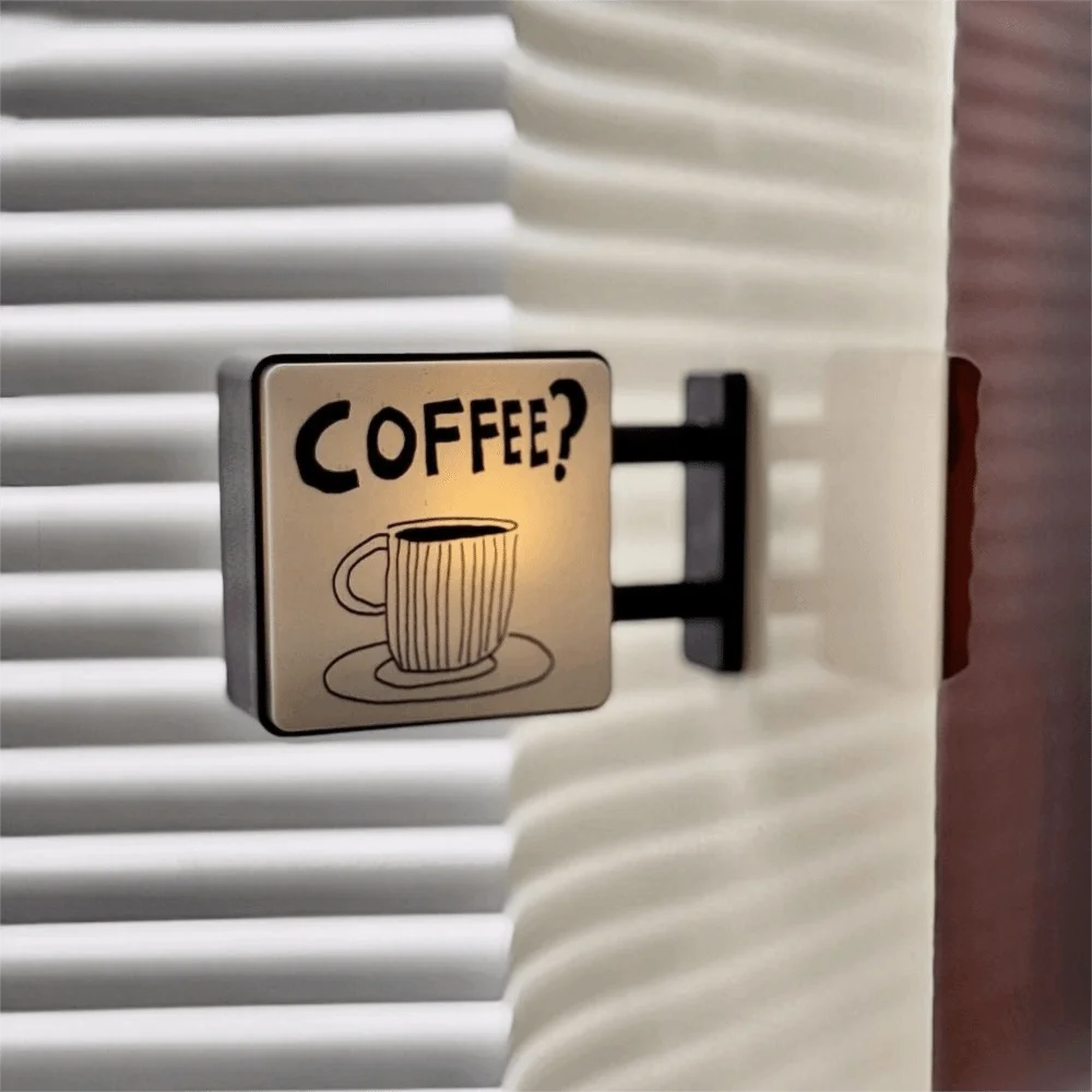 Creative Atmosphere Coffee Corner Light Sign Magnetic Retro Style Glowing Fridge Magnet Soft Light Three-Dimensional