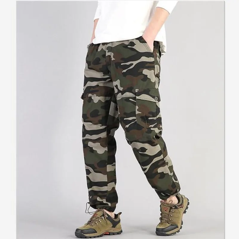 Mode Mannen Cargo Broek Losse Multi-pocket Camouflage Broek Pantalon Homme Big Size 5XL Toevallige Mannelijke Heren Overalls bodems