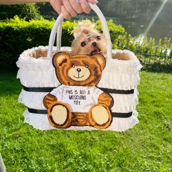 Portable Breathable Pet Bag Luxury Puppy Dog Cat Carriers Teddy Yorkshire Hand Basket For Small Dog All Season Outerdoor Handbag