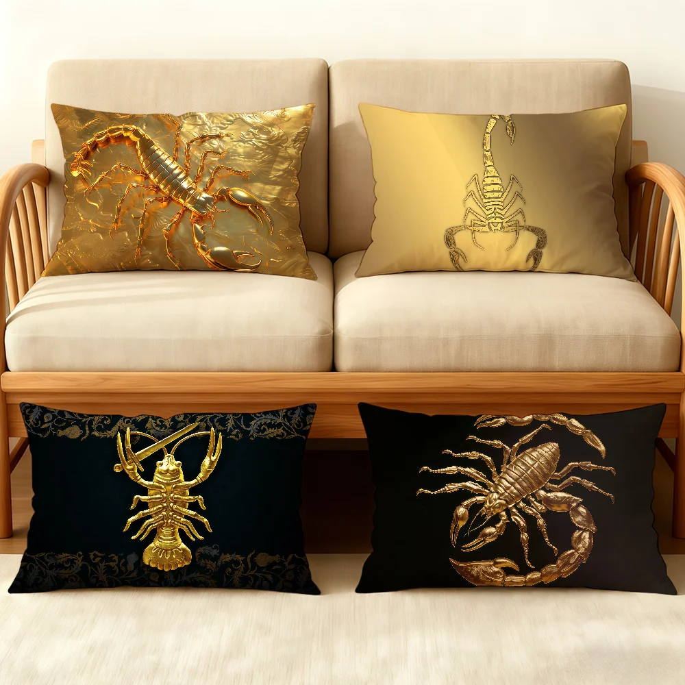 Fashion Cool Golden Scorpion cushion cover Double sided Printed Room Bedding Hit Product Sofa Decorative