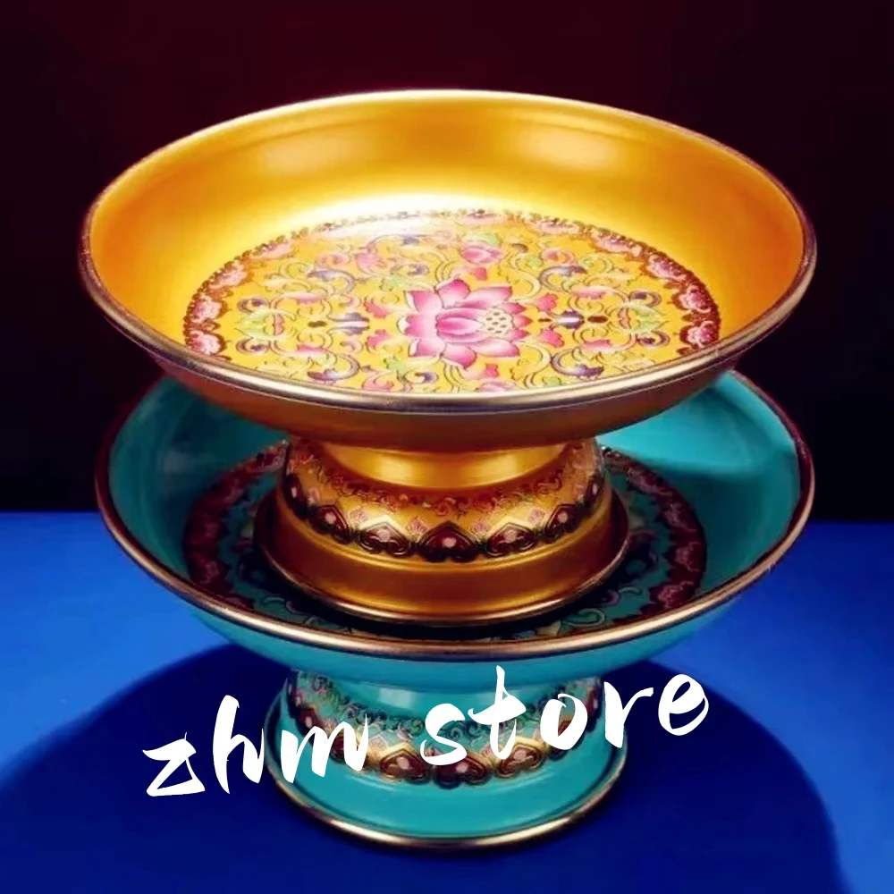 

Buddha -Front Fruit Offering Altars Plate,Alloy Auspicious Engraving Flower Manza Tray,Tibetan Ritual Fruit Plate,Buddhist Items