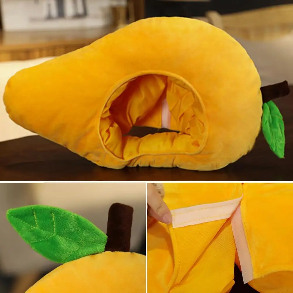 Cute Plush Head Cover Wearable Mango Headgear Soft Cartoon Plush Hat Cosplay Costume Accessories Dress-up