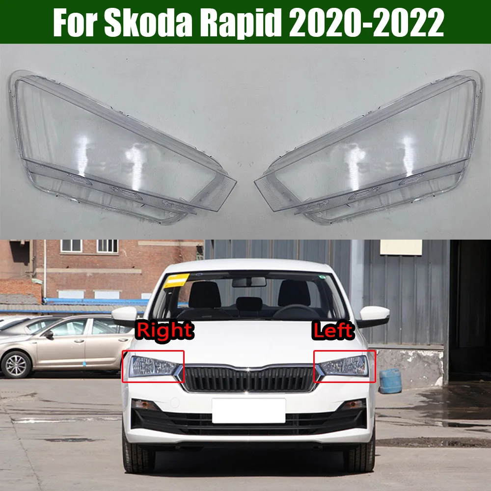 

For Skoda Rapid 2020 2021 2022 Front Headlight Cover Transparent Shade Lamp Headlamp Shell Plexiglass Replace Original Lampshade