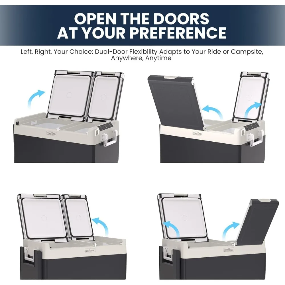 ثلاجة سيارة محمولة سعة 38 لترًا بعجلات، 12/24 فولت تيار مستمر و110-240 فولت تيار متردد، مبرد كهربائي للسيارات، نطاق درجة الحرارة -4 ℉   إلى 68 ℉