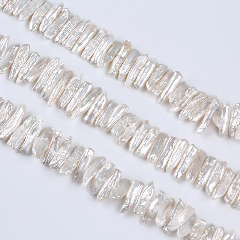 Wholesale straight hole head hole side hole natural white freshwater biwa beads special shaped pearls DIY
