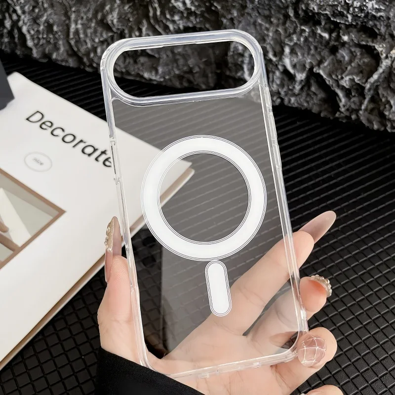 Funda dura transparente con carga magnética inalámbrica para iPhone 17 Air 16 15 Pro Max 14 Plus 13 12 Mini 11 16e 2