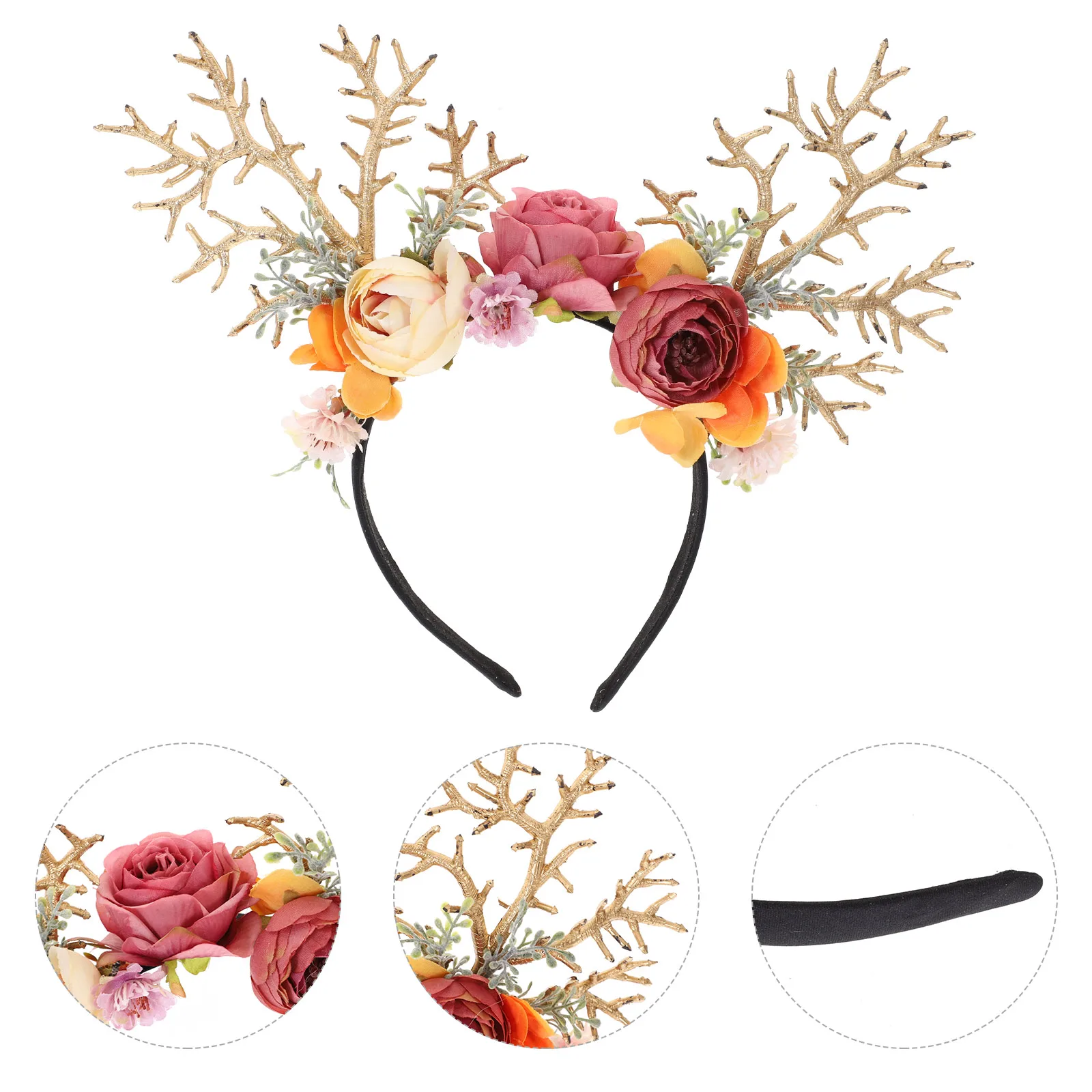 

Christmas Antlers Hair Bands Simulated Flower Deer Headbands Lightweight Comfortable Accessories Kids Photo Props Hoops