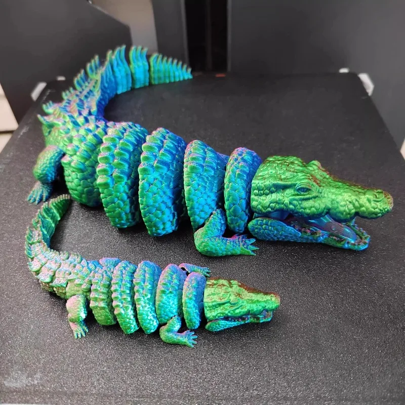 3D Printed Crocodile Articulated Model Toy Realistic Handmade Gift Stress Relief Decor，Joints and Mouth Can Be Articulated