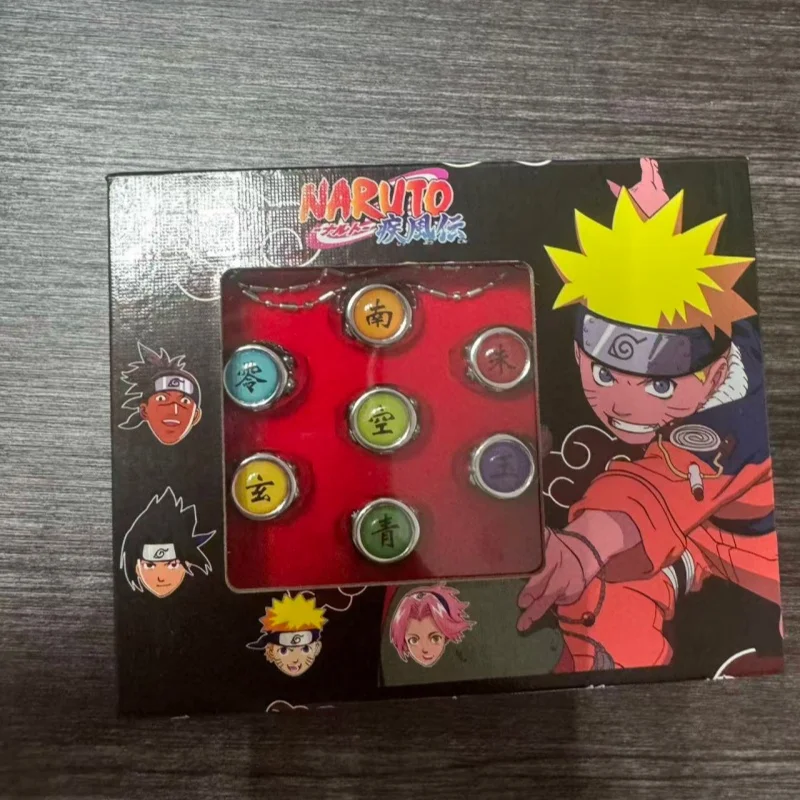 10PCS/Set Anime Akatsuki Itachi Metal R-ings Cartoon Cool Cosplay Accessory Props Boy Children Action Figure Toy Gift