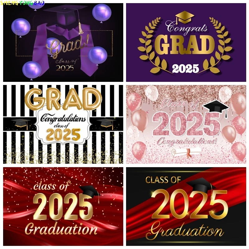 

2025 Graduation Ceremony Photography Backdrop Black Gold Glitter Bokeh Graduation Party Background Graduation Prom Decoration