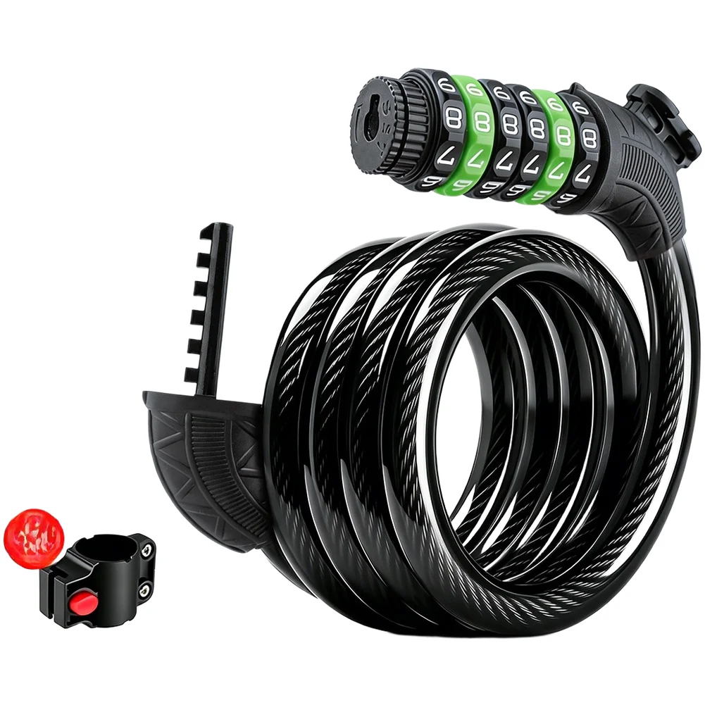 Bike Lock Heavy Duty 6 Digit Password Bike Lock 11mm Steel Cable Bicycle Anti Theft Lock Cycling Accessories
