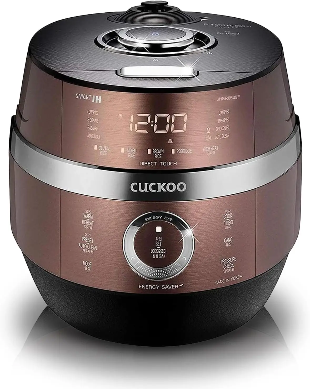 10-Cup Induction Heating Pressure Rice Cooker Nonstick Inner Pot 16 Menu Options Fuzzy Logic 3 Voice Guide Auto Clean