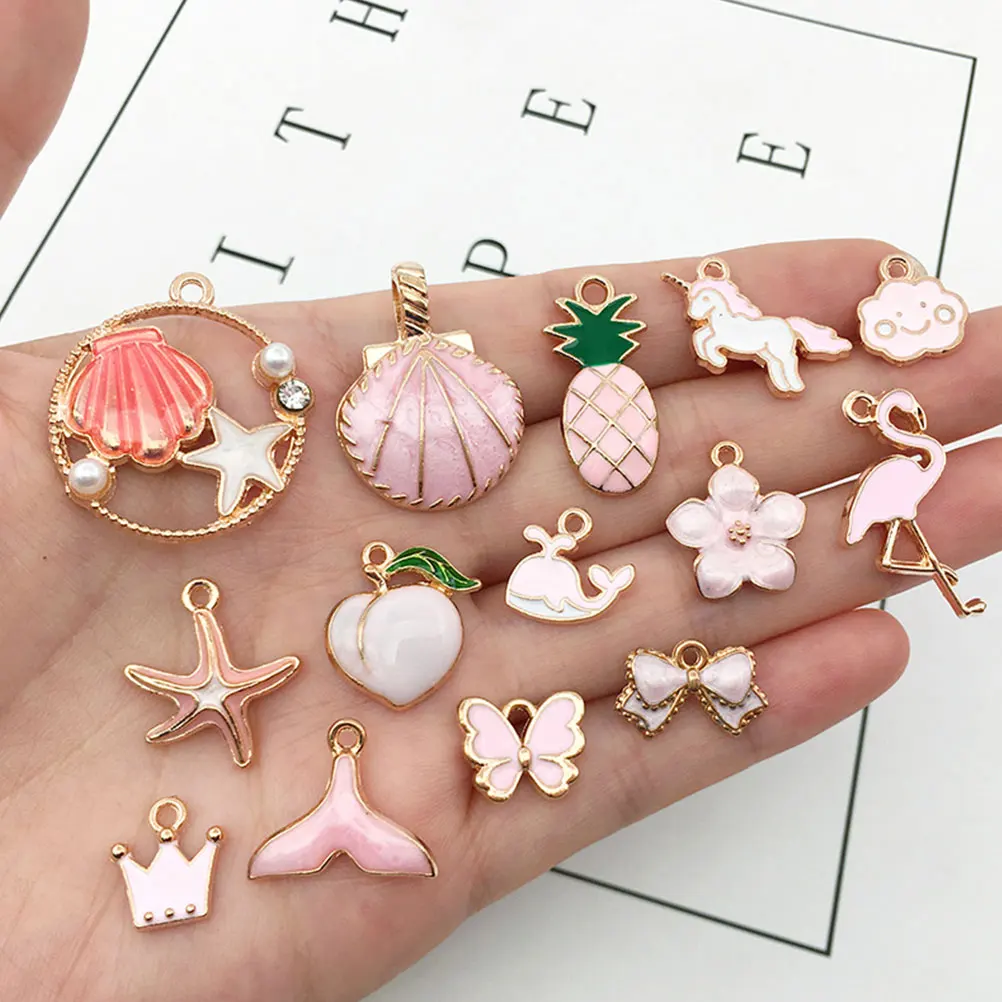 

3 s Shell Series Jewelry Accessories Zinc Alloy Drop Oil Material DIY Pendants Earrings Necklace Beads Charm Cartoon Creative