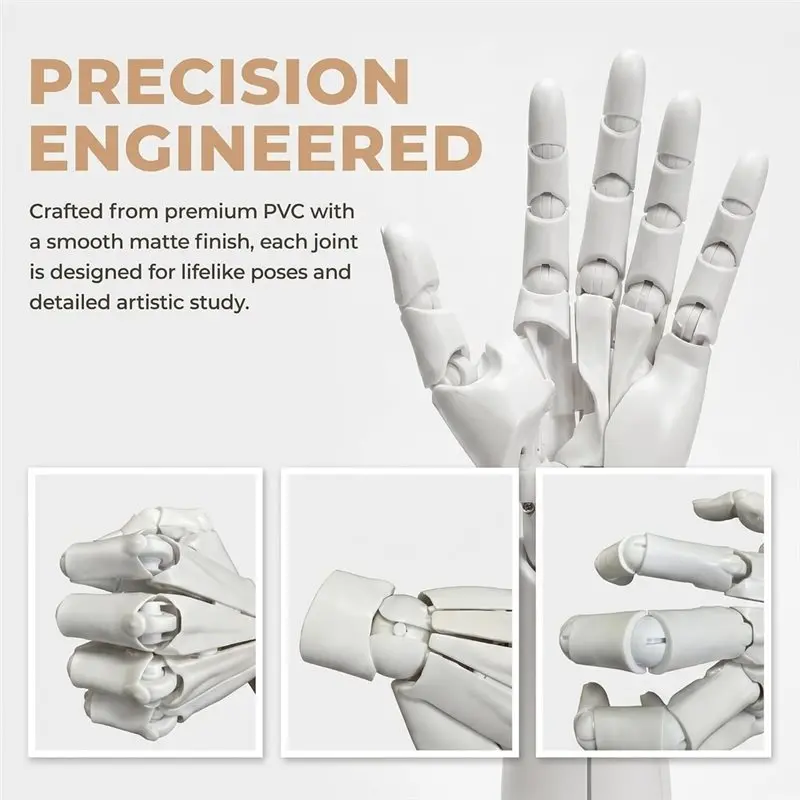 [A92P!】 Articulated Left Hand Model, 1:1 Scale Posable With Stand Finger Joints Hold For Drawing For Sketching, Painting Pose