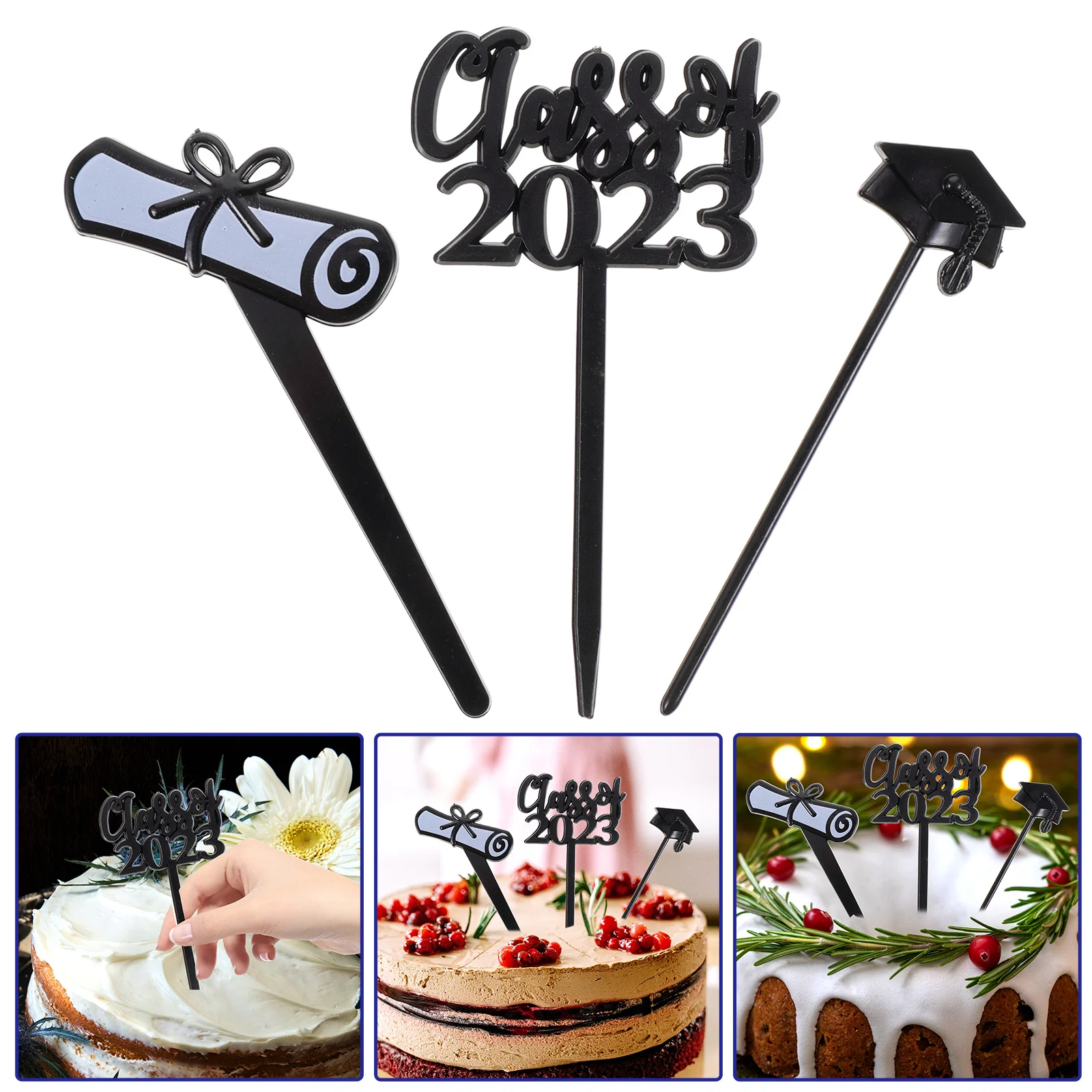 

30 Pcs Graduation Cake Insert Party Supplies Decors Plastic Cupcake Toppers