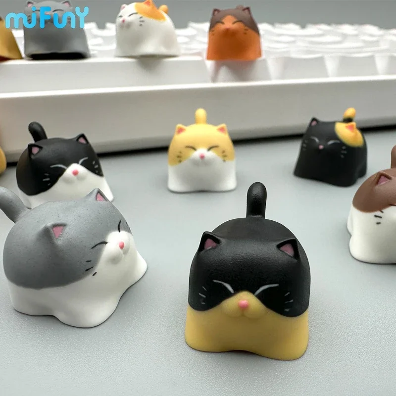 Imagem -02 - Animal Original Modeling Cat Keycap Bonito Cap Teclado Artesanal Resina Personalidade Acessórios Teclado Mecânico Presente