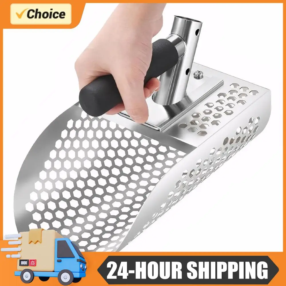 

2 In 1 Stainless Steel Sand Scoop Multi-Function Metal Detector Scoop Wear Resist Beach Finds Rake for Underwater Backyard