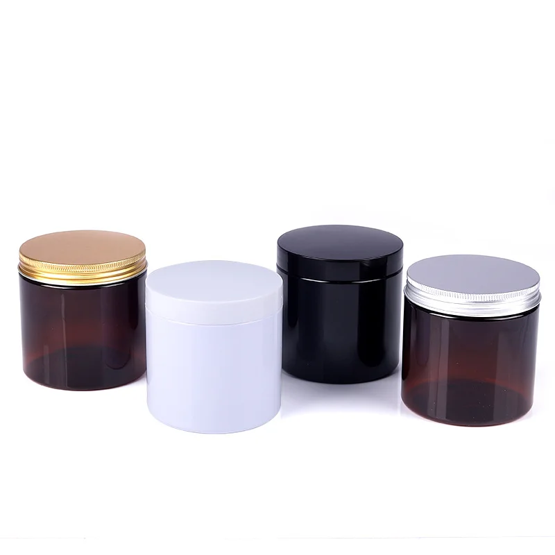 500ml X 12pcs Empty Cosmetic Cream Jar PET Container Pot Powder Mask Cream Bottles With Screw Lid Can