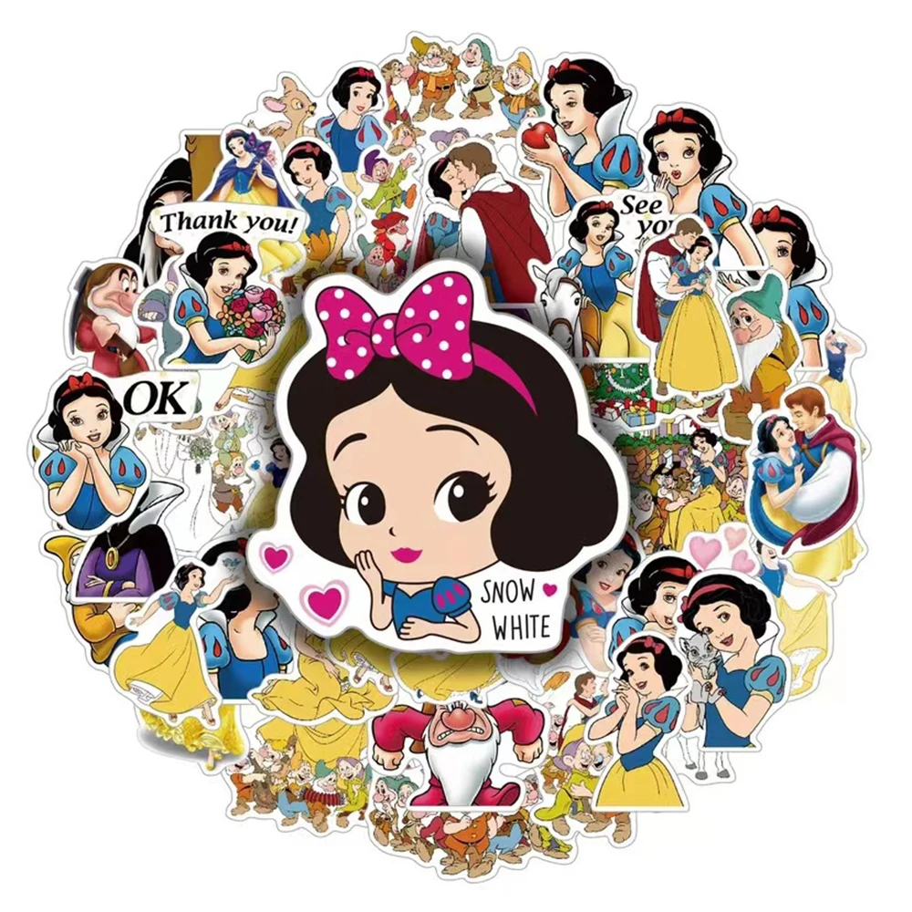 10/30/50pcs Disney Cartoon Snow White Graffiti Stickers DIY Laptop Guitar Notebook Suitcase Decoration Sticker Kids Classic Toy