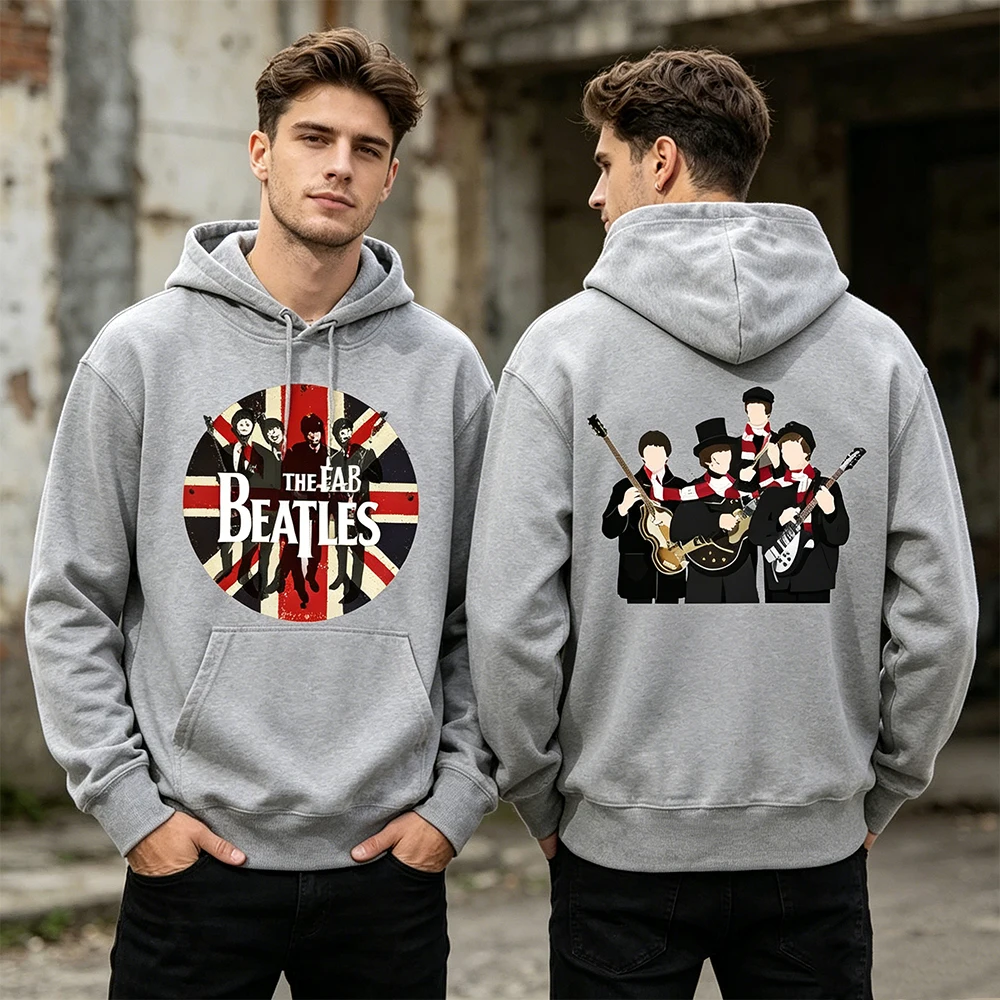 Sudadera con Capucha de Manga Larga para Hombre y Mujer con Estampado Gráfico de la Banda de Rock The Beatles Abbey Road&Design, Estilo Casual Holgado para Otoño e Invierno