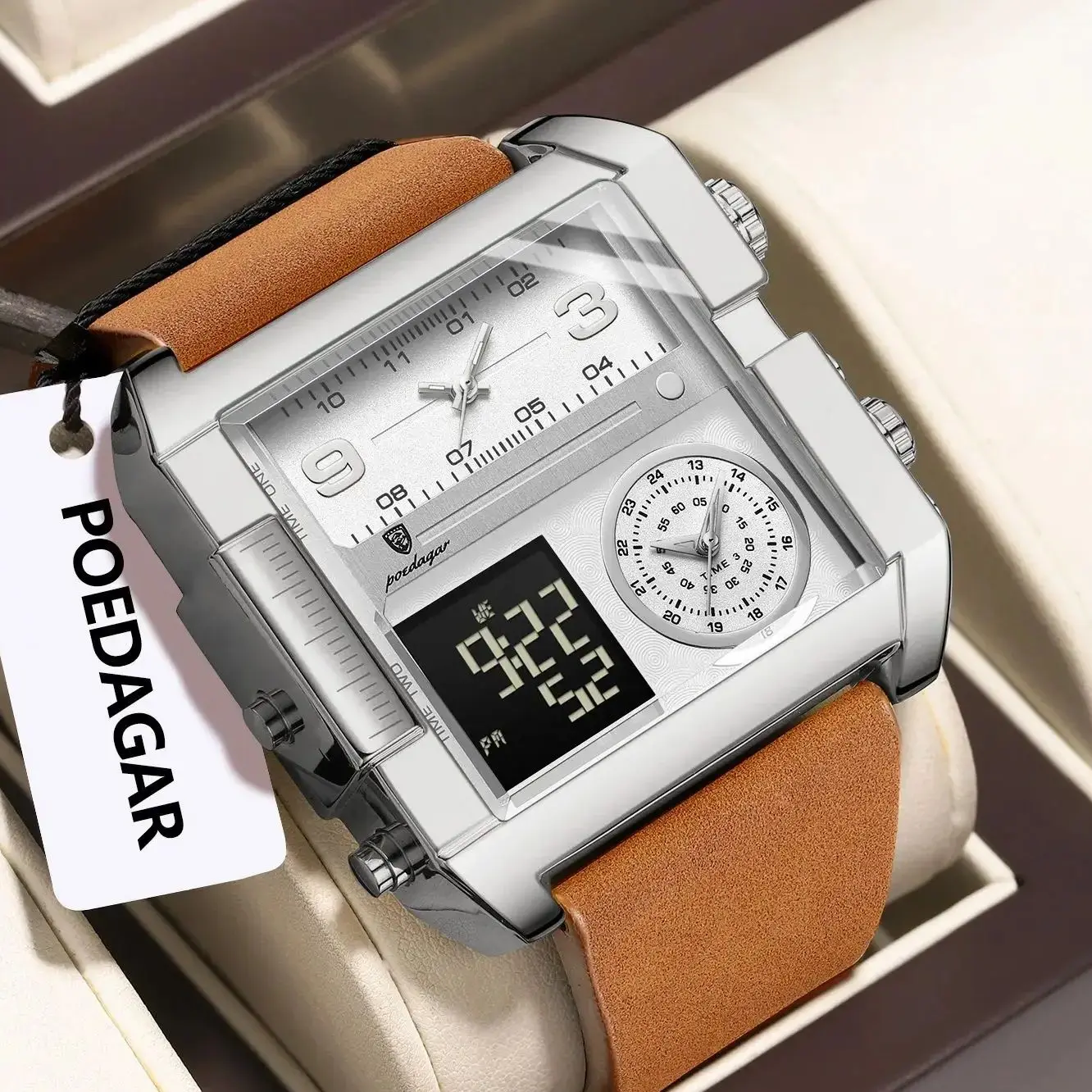 

POEDAGAR модные цифровые мужские наручные часы с датой недели, водонепроницаемые светящиеся кварцевые мужские часы, роскошные военные электронные мужские часы