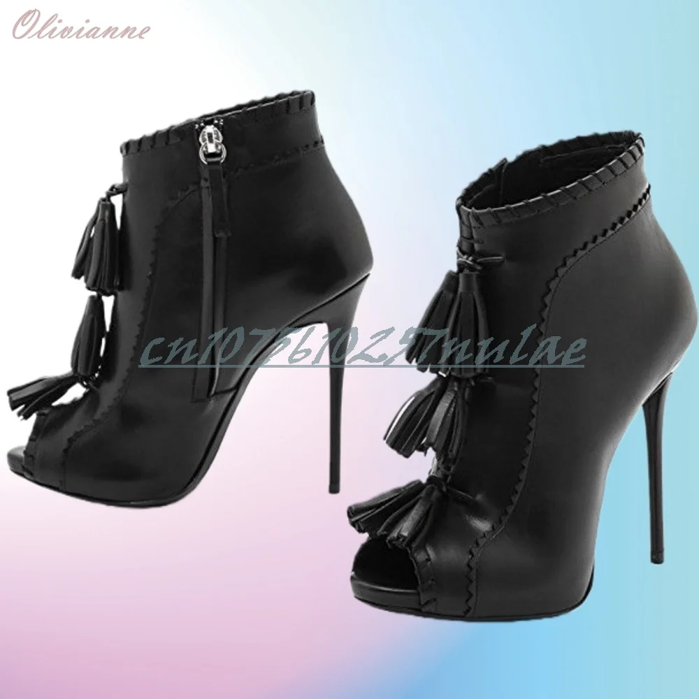 

Front Fringes Design Open Toe Dance Pumps Black Stiletto High Heel Elegant Hot Girls Fashion Women Shoes 2026 Women Dance Shoes