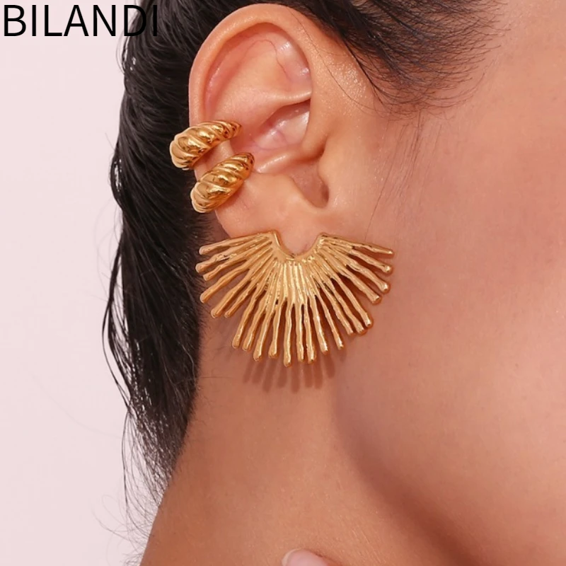 

Modern Jewelry 925 Silver Needle Geometric Metal Stud Earrings For Women Party Gifts Exaggerative Ear Accessories 2023 Trend New