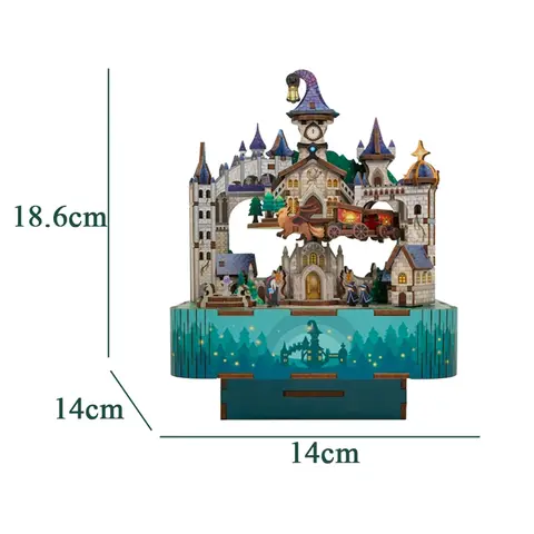 Gör-det-själv 3D-trämagiskt slott-speldosa-kit, rörligt tåg och lampor, pusselmodell för barnpresent, heminredning, födelsedagspresent 8 best sales Harry Potter speldosor - №6