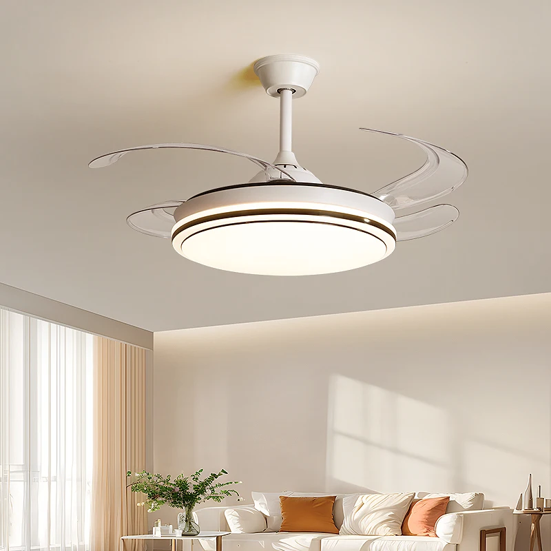 White Ceiling Fan Remote Control Dimmable Chandelier Ventilation Fan For Living Room Bedroom Home Decor Indoor Lighting Fixtures