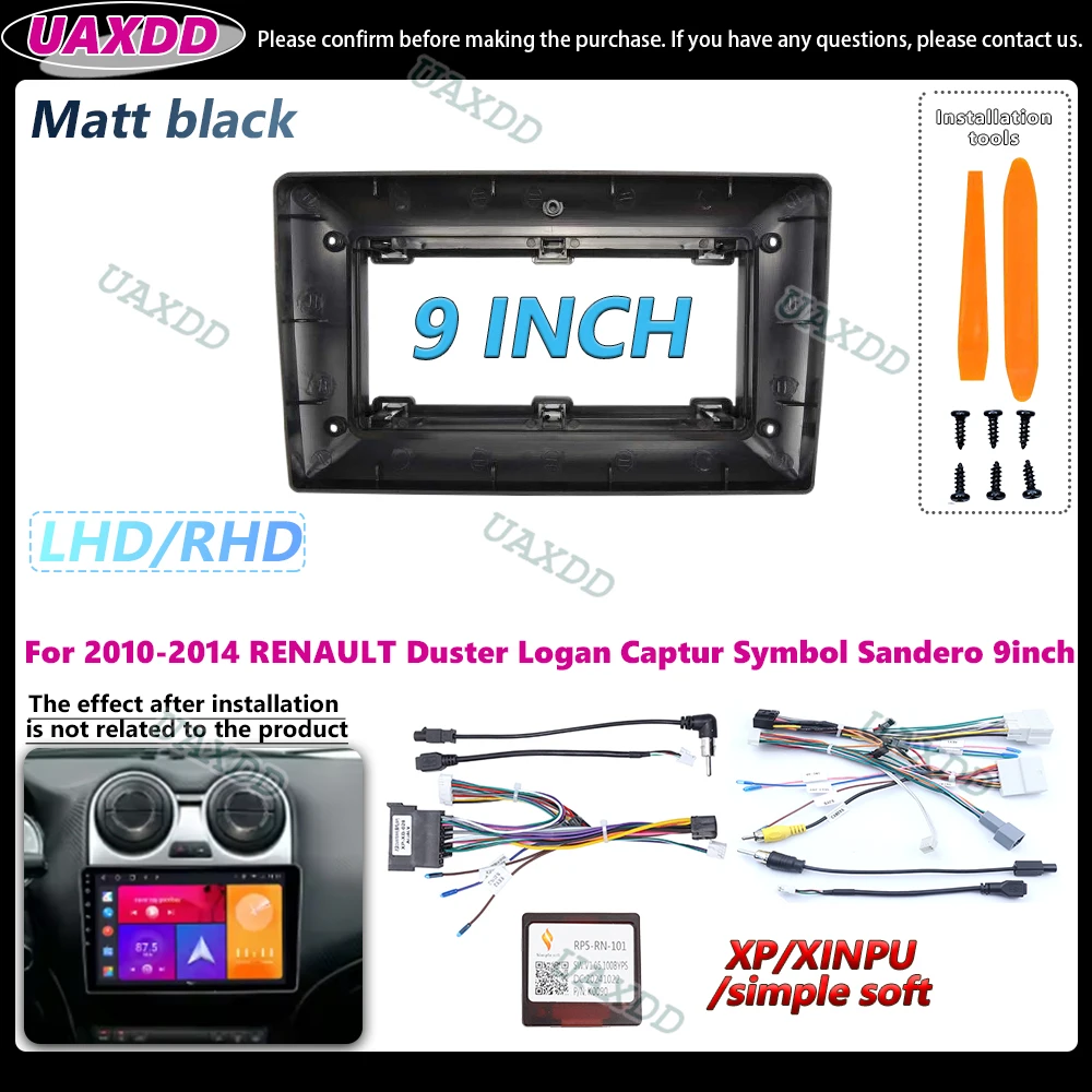 

Для 2010-2014 RENAULT Duster Logan Captur Symbol Sandero 9-дюймовый матовый черный универсальный Android-рамка Комплект панели Центральный кабель лицевой панели