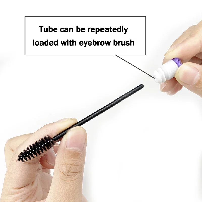 Customized Logo Eyebrow Brush Tube Reusable Eyelash Brush Dust-Proof Mascara Applicators Makeup Brush 50/100pcs LAUKISS