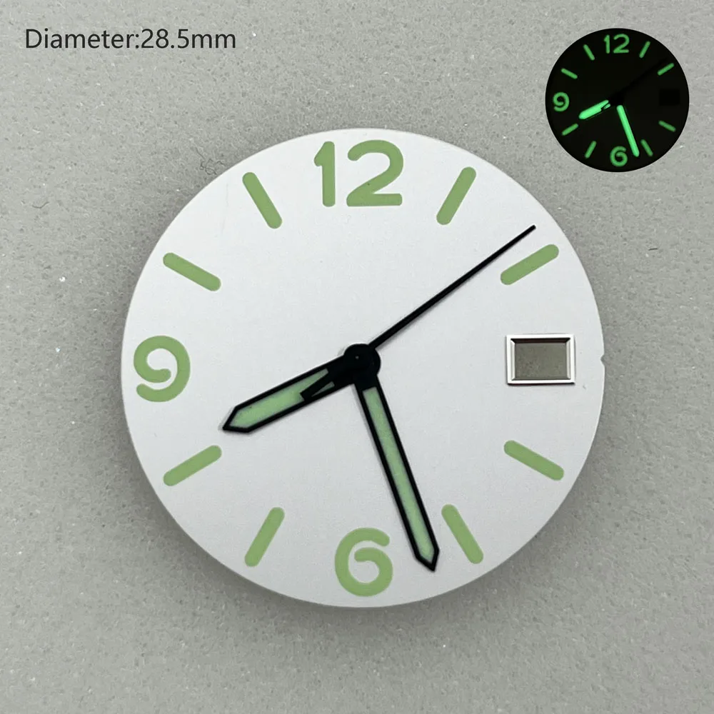 Nh35 Dial 28.5Mm Dial Bercahaya Hijau untuk Mengganti Aksesori Casing Jam Tangan Cocok untuk Gerakan Mekanis Otomatis NH35 Jepang
