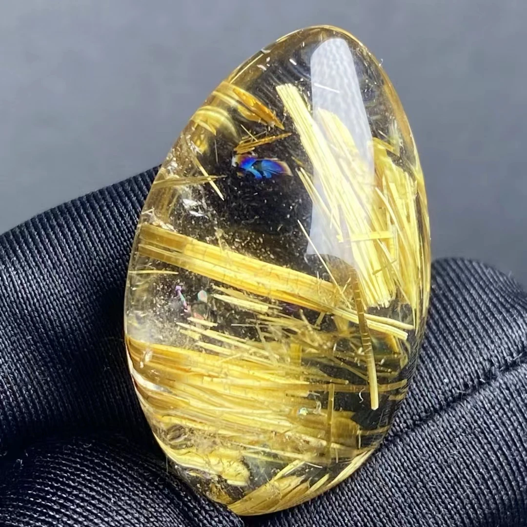 Natural Gold Rutilated Quartz Pendant Water Drop Rutilated Quartz Jewelry 31*19*13mm Men Women Brazil AAAAAAA