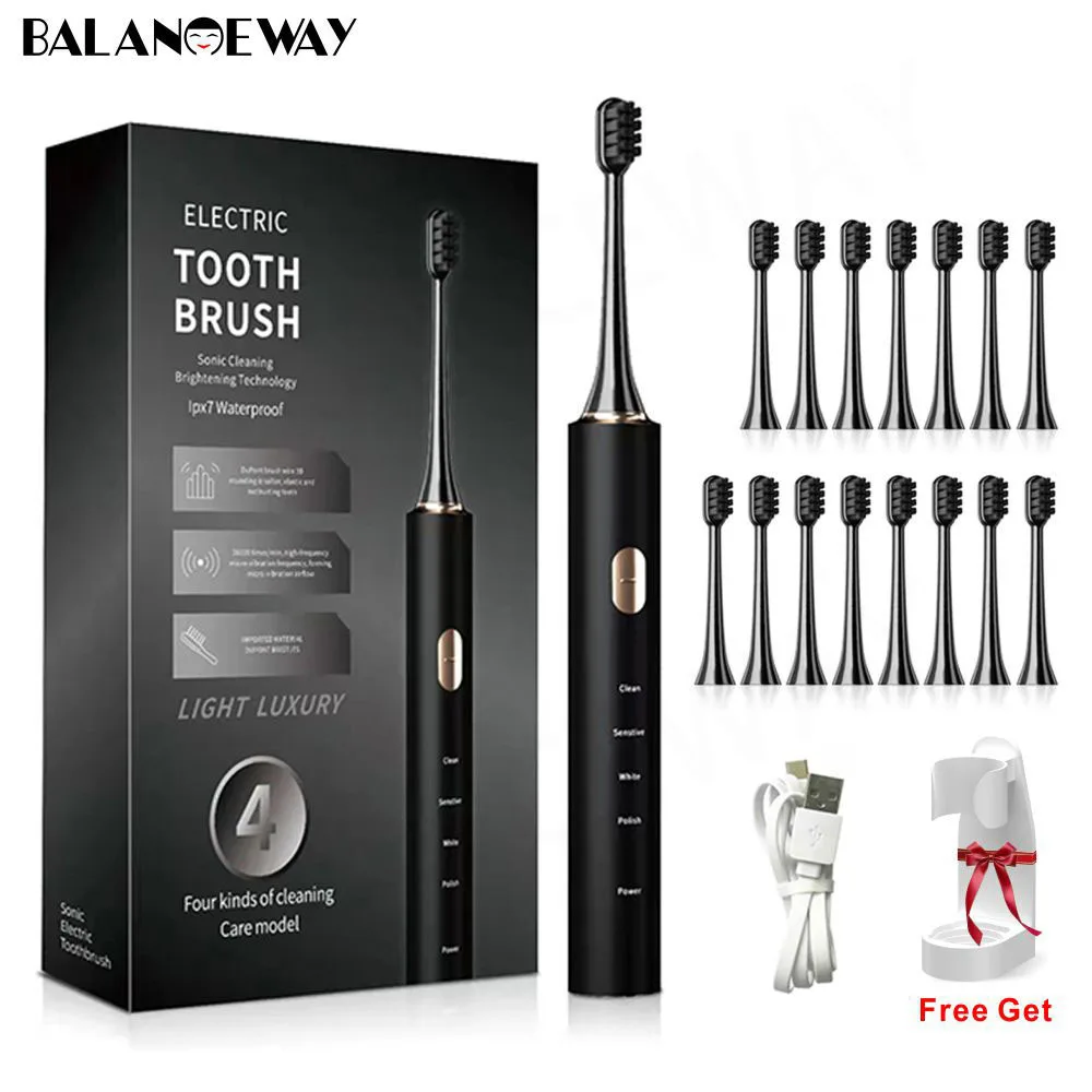 

Sonic Electric Toothbrush 4Mode Adult Timer USB C Rechargeable Washable Balanceway Aluminum Alloy Household Cleaning Whitening