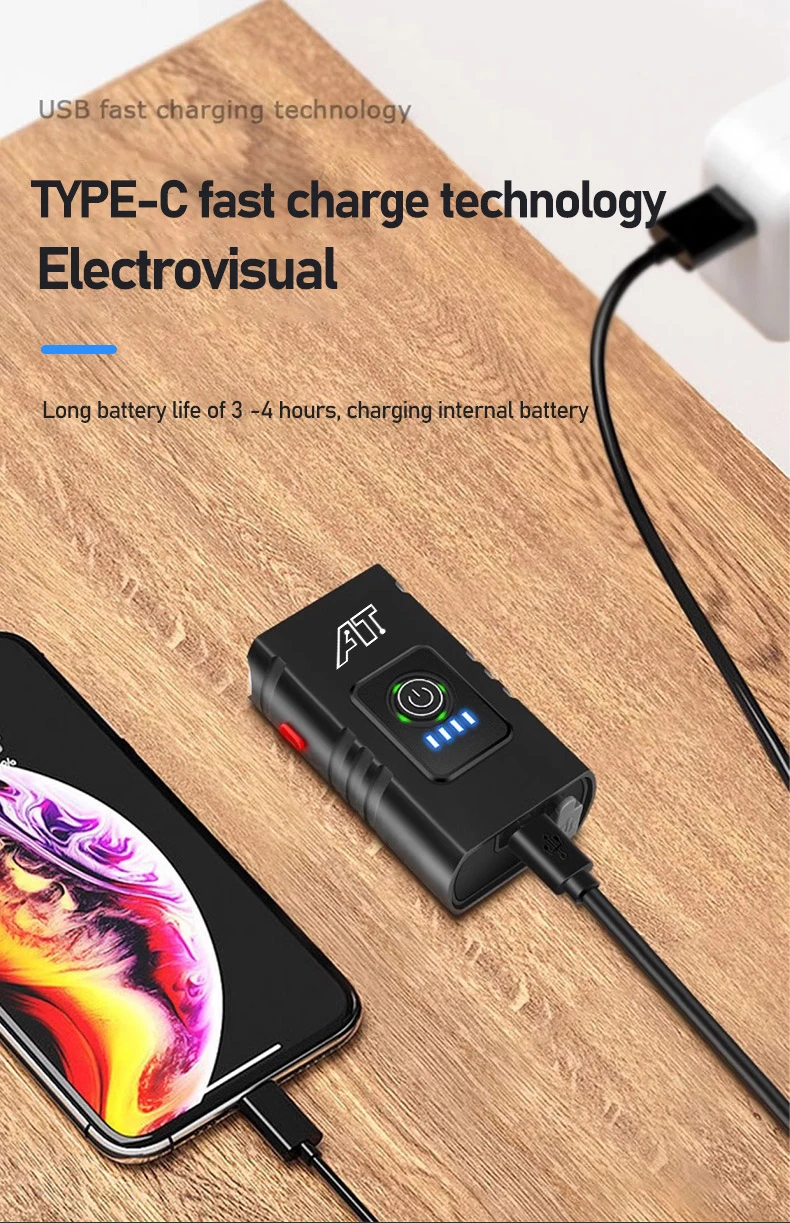 Bicycle Light T6 LED Bike Front Lamp 6 Modes Cycling Lantern Type-C Rechargeable MTB Bike Headlight Flashlight for Night Riding