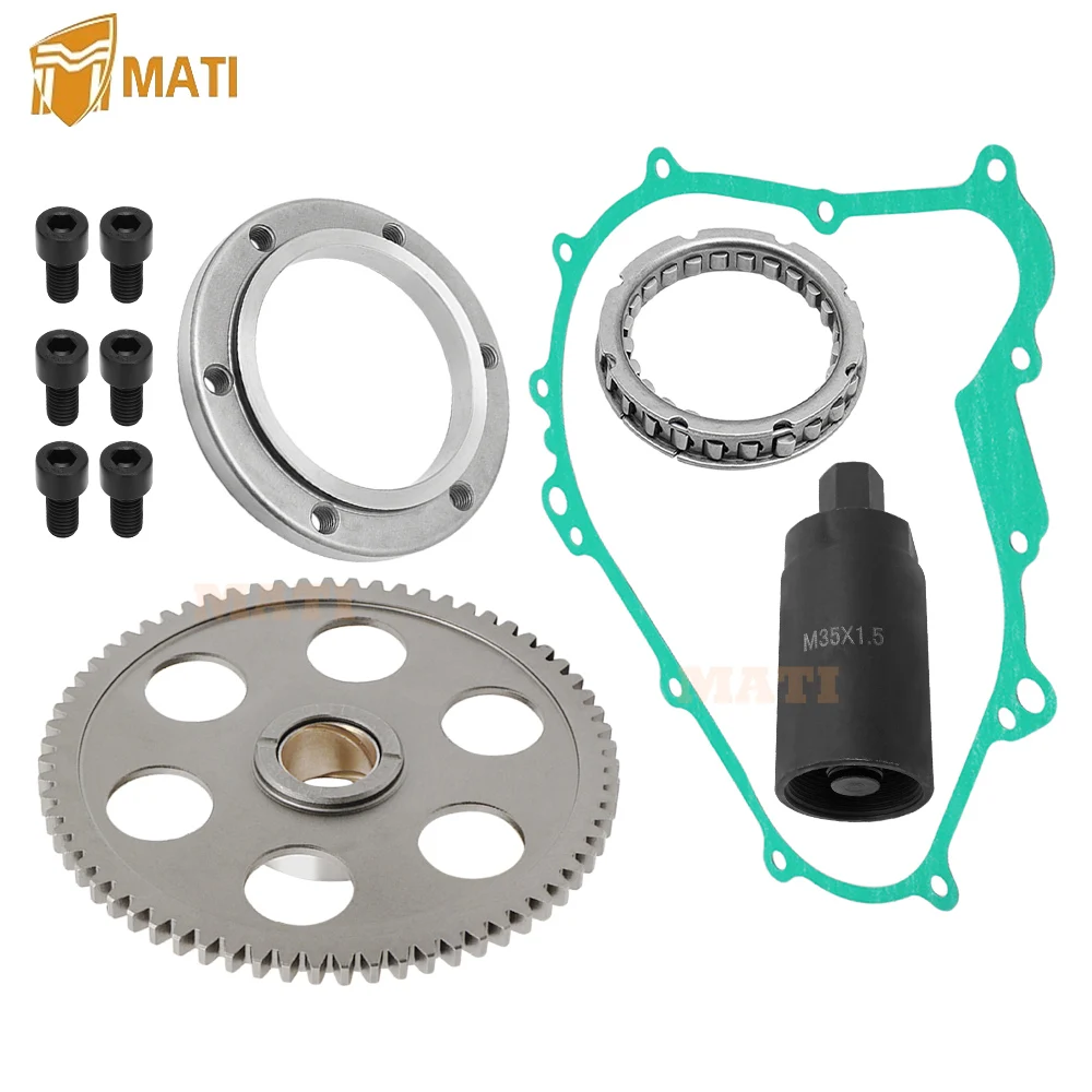 

Starter Starting Clutch One Way Gear Bearing Gasket Flywheel Puller Kit for 2000-2022 Yamaha Grizzly 400 Rhino 450 Wolverine 450