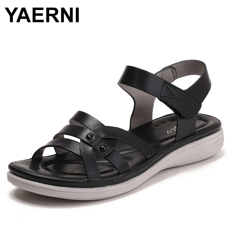 

Сандалии на каблуке с мягкой подошвой, женские летние повседневные универсальные модные ботинки из искусственной кожи, удобные для нейтрального использования