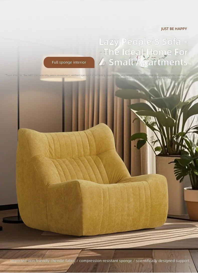 Compressed Sofa, 1-Piece Sponge Filled Lazy Chair for Living Room, Hotel, Apartment, Single Seater, Interior Design, Home Decor