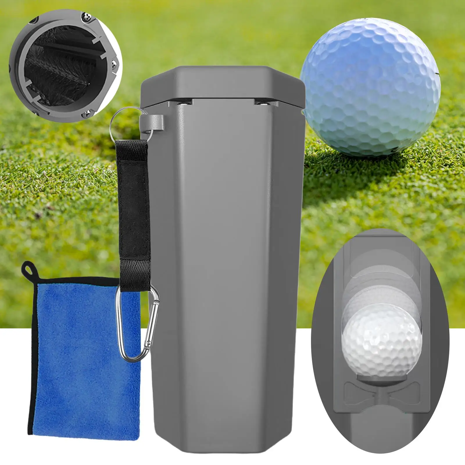 Golf Ball Washer Cleaning Kit Portable with Towel Fittings Multipurpose