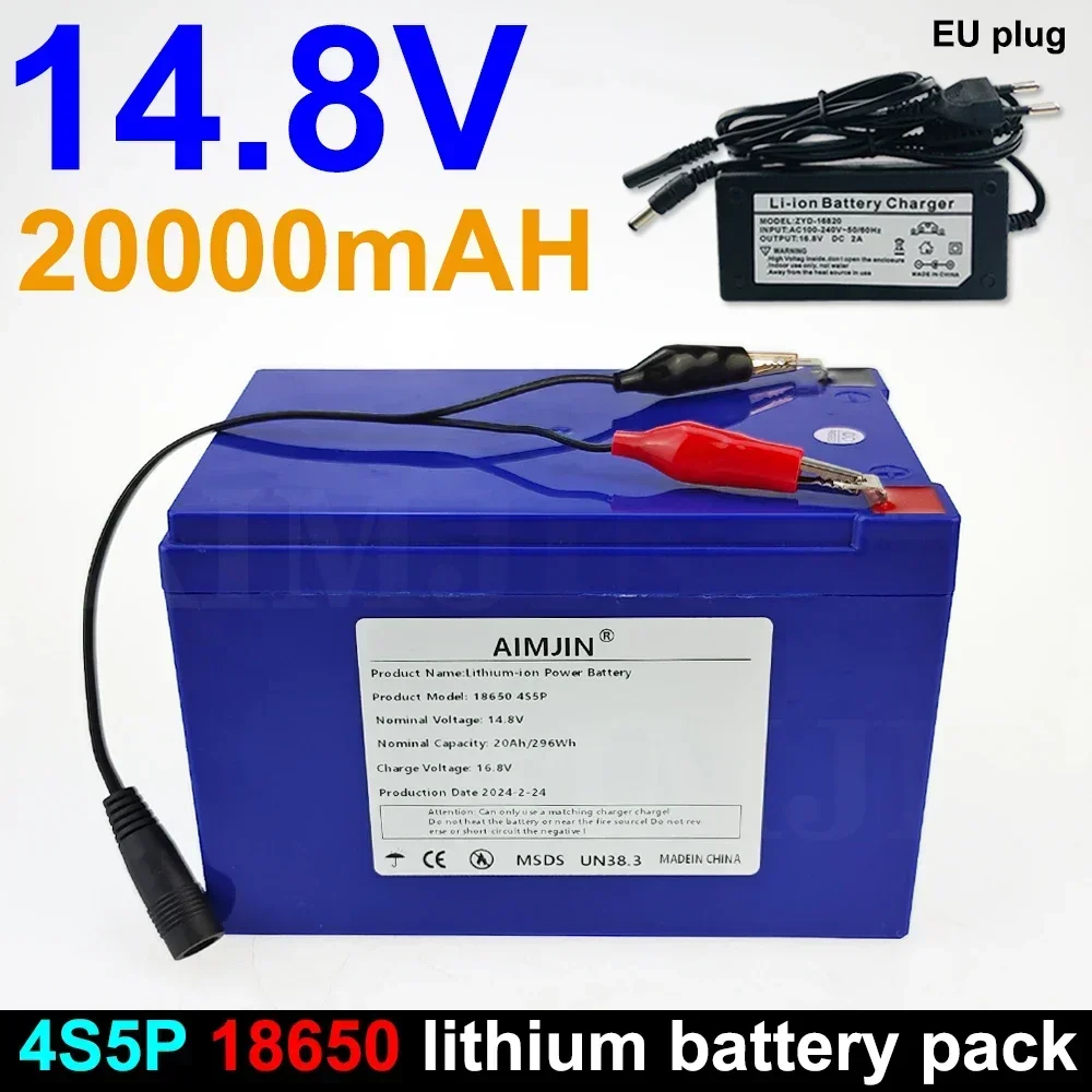 4S5P Battery Pack 14.8V 20000mAh 18650 Built-in BMS Suitable for 16.8V Equipment, High-power Inverter