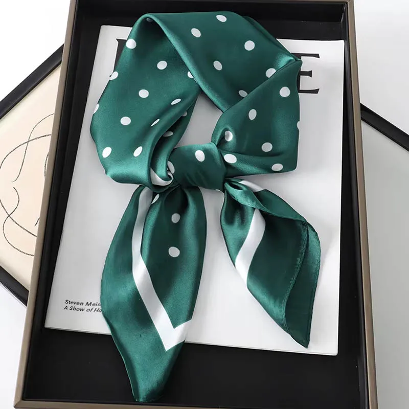 Luxury Lady Hair Dot Scarf Female Silk Square Scarves Head Wraps For Women Bandana Fashion Foulard Shawls Female Neckerchief image 5
